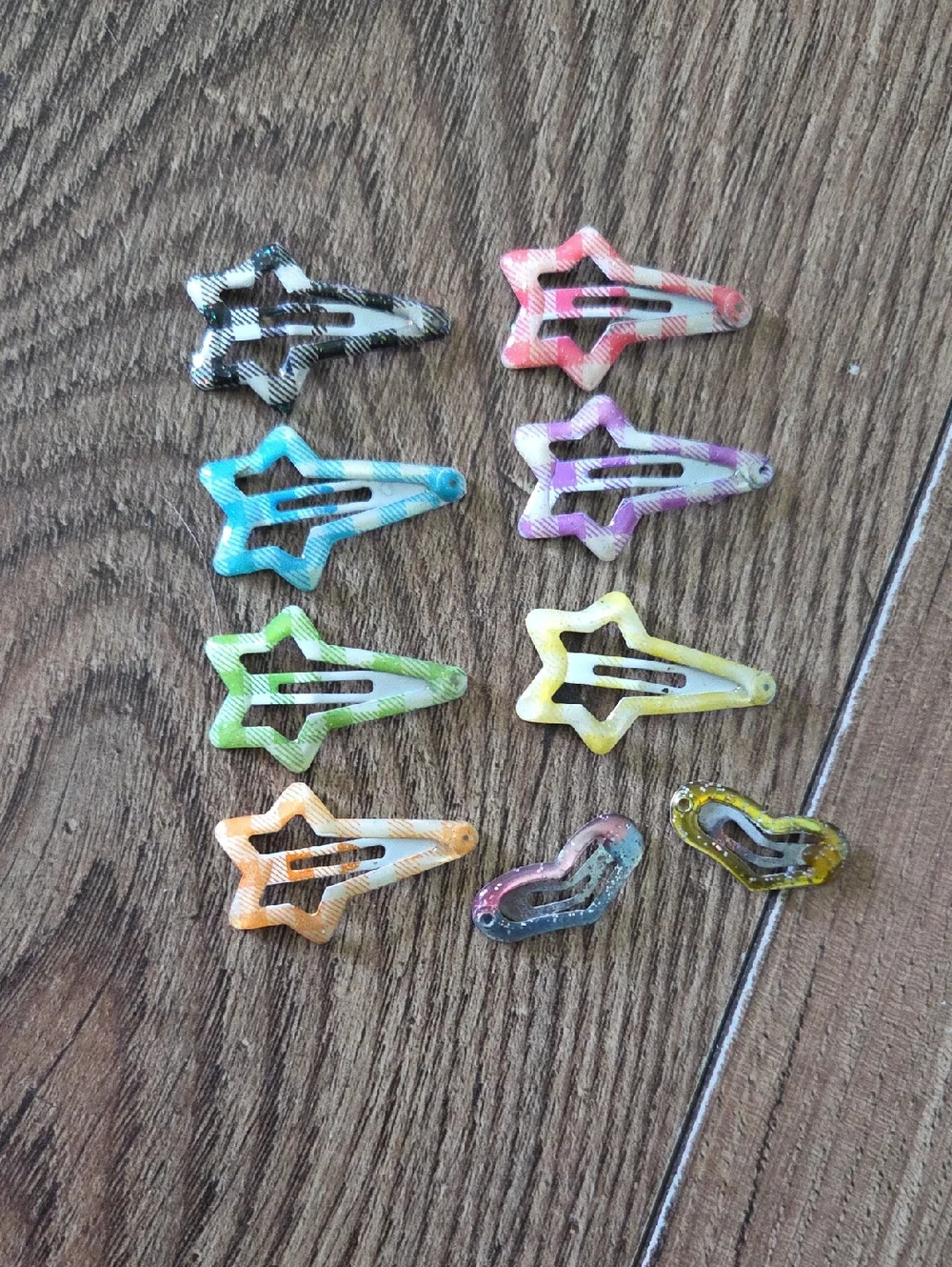 Colorful Star & Heart Hair Clips - Multicolor Set